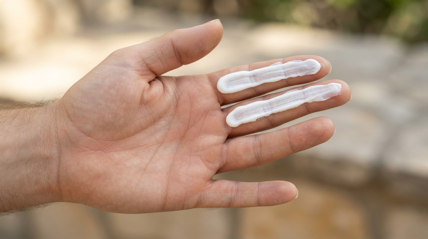 regla de los dos dedos de protección solar